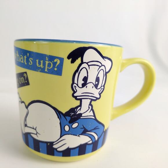 Vtg Disney Store Donald Duck Large Ceramic Coffee Mug, Blue Yellow What's Up - Picture 1 of 7